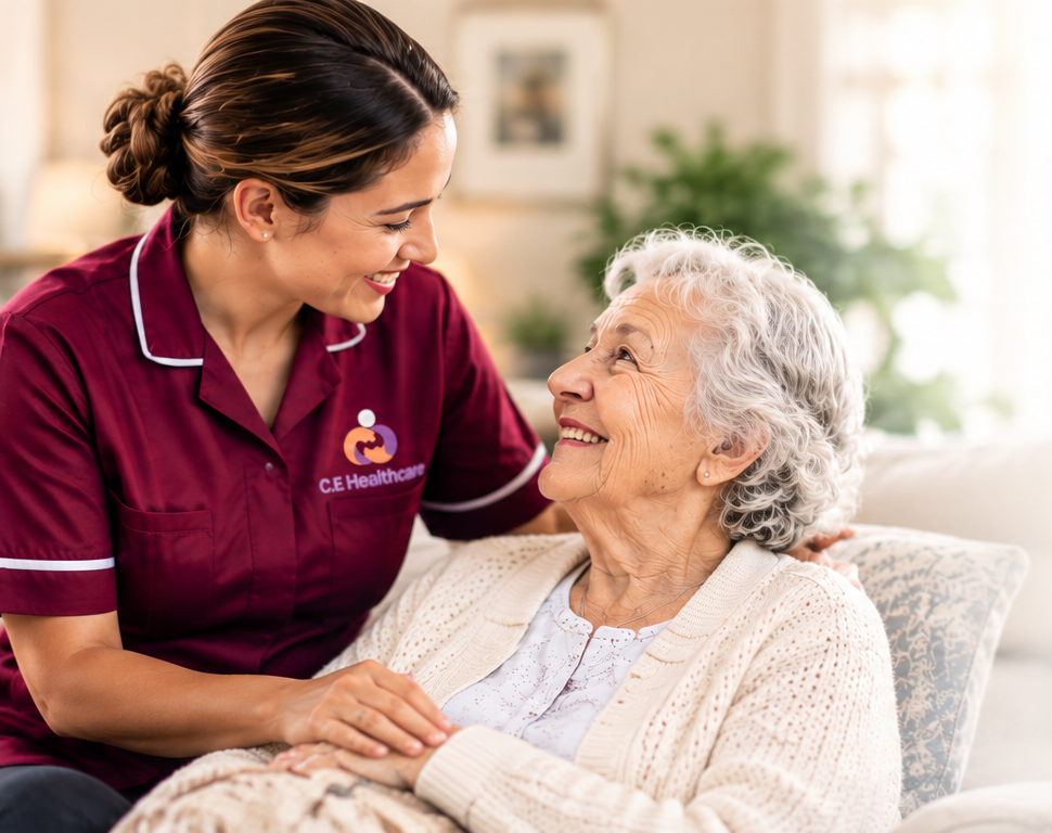Caregiver with elderly woman